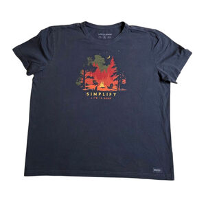 Men's Life is Good Gray XL Short Sleeve Tee with Campfire Graphic